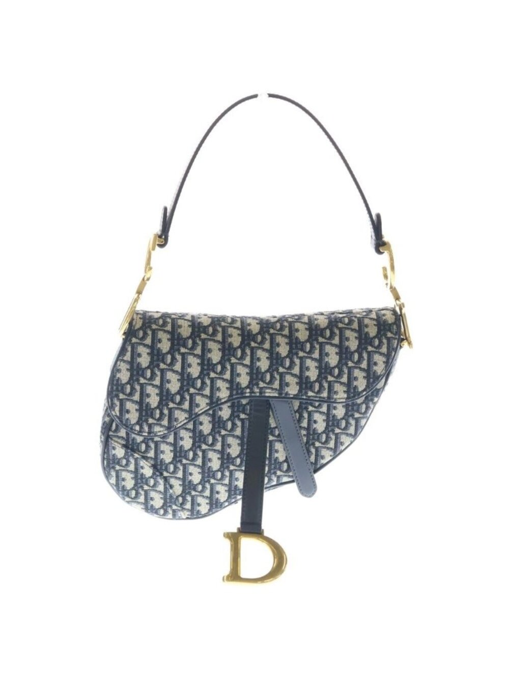 Dior Oblique Saddle Bag Canvas Gold 2-Way Mini Navy